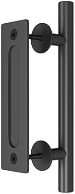 Genius Iron 12 Inch Sliding Barn Door Handle, Pull and Flush Hardware Set, Solid Cast Iron Rustic... | Amazon (US)