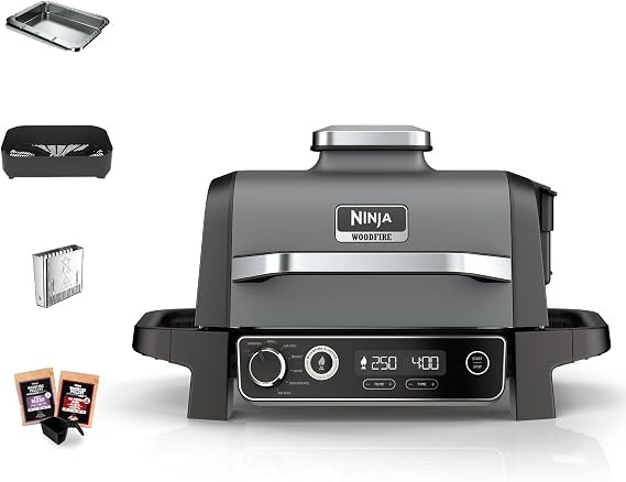 Ninja Woodfire Electric BBQ Grill & Smoker, 7-in-1 Outdoor Grill & Air Fryer, Roast, Bake, Dehydr... | Amazon (UK)