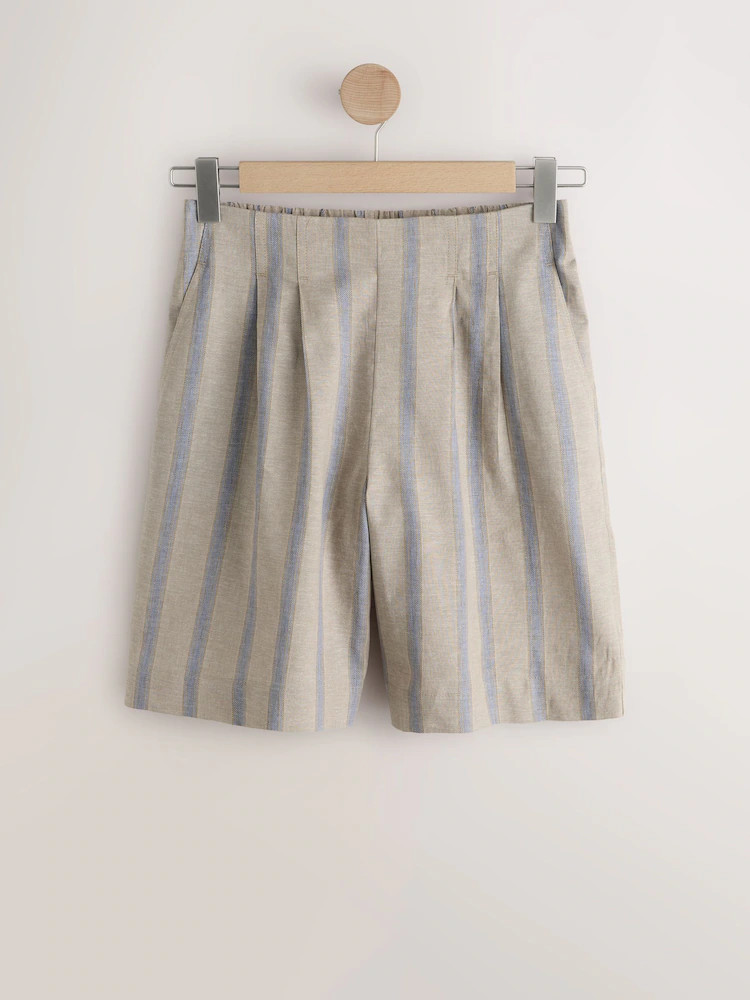 Blue/Beige Stripe N. Premium Linen Blend Bermuda Shorts | Next EU