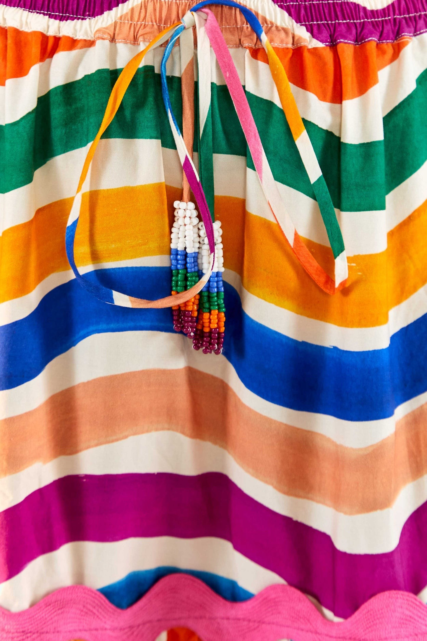 DANCING STRIPES MAXI SKIRT | Tiered | FarmRio (US)