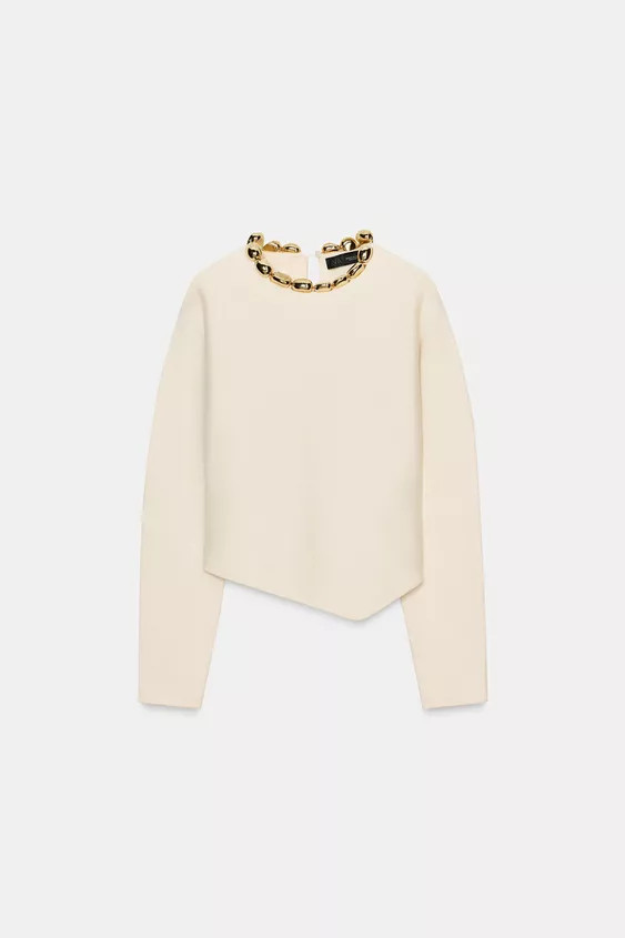 JUMPER WITH BALLS ON THE NECK | Zara UK