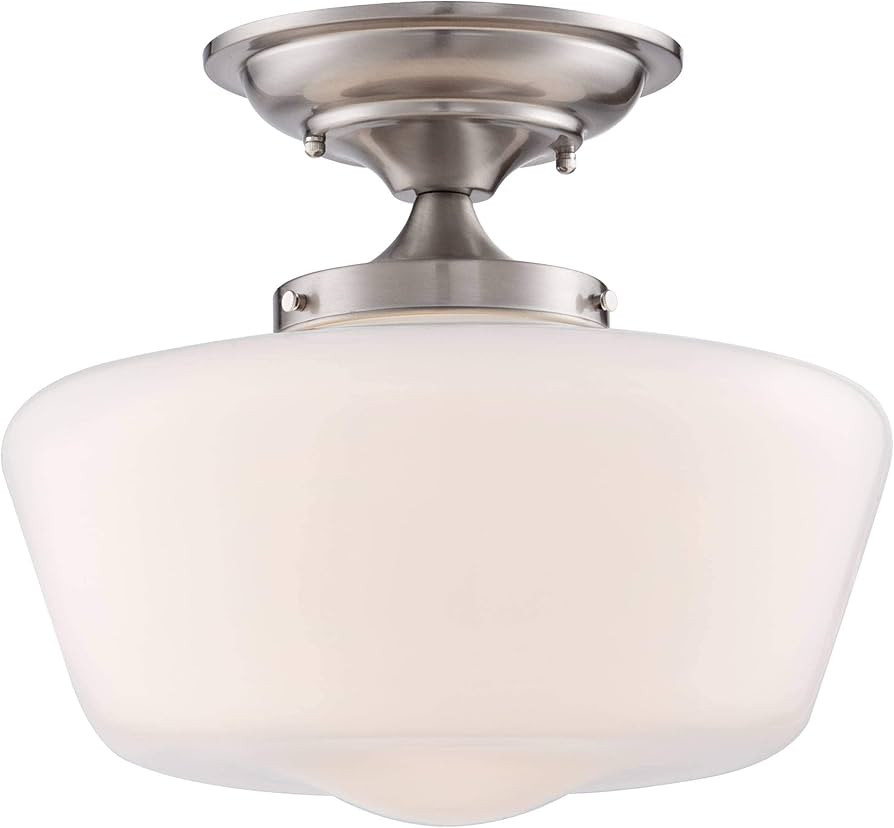 Regency Hill Floating Rustic Farmhouse Ceiling Light Semi Flush-Mount Fixture 12" Wide Brushed Ni... | Amazon (US)