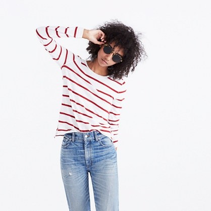 Whisper Cotton Long-Sleeve Crewneck Tee in Creston Stripe | Madewell