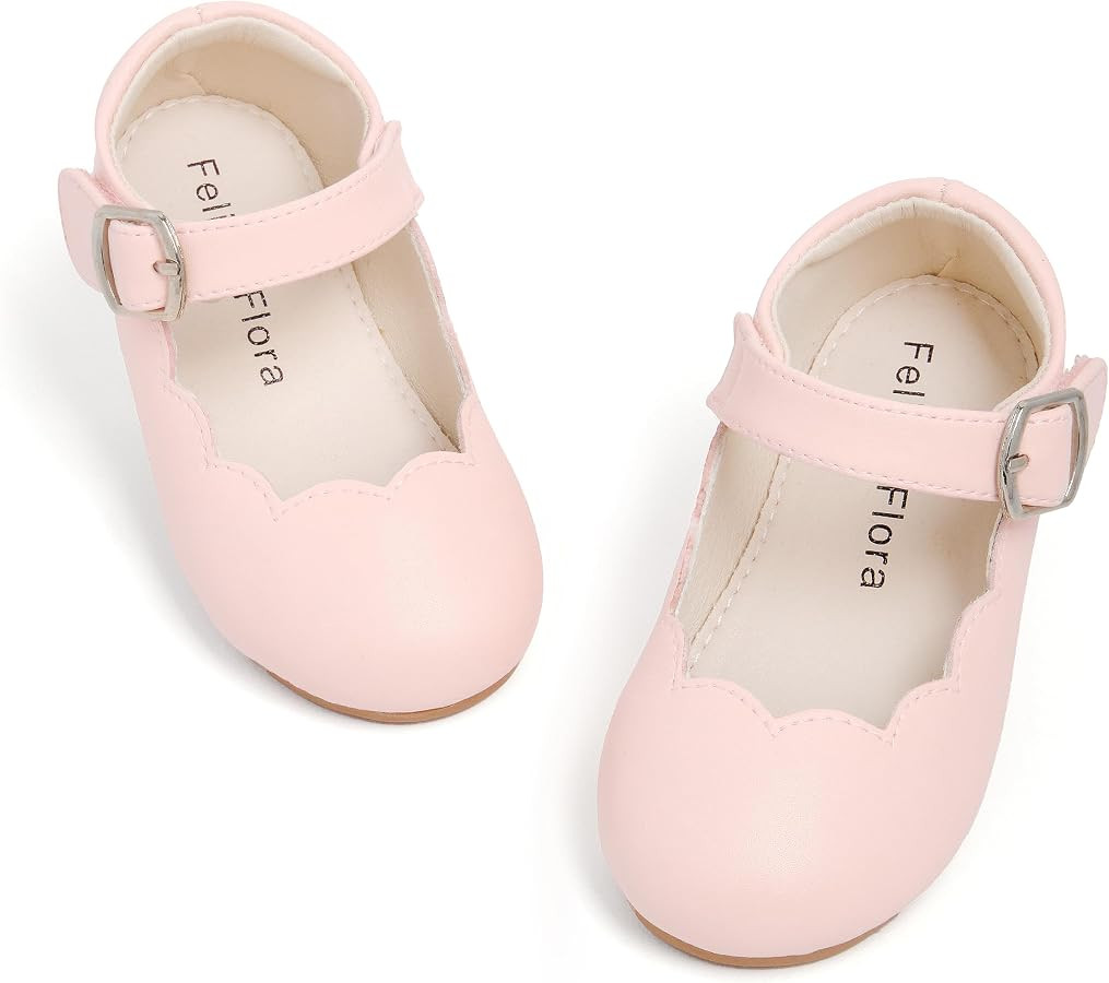 Felix & Flora Toddler Flower Girl Dress Shoes - Baby Girl Ballet Mary Jane Flats for Party School... | Amazon (US)