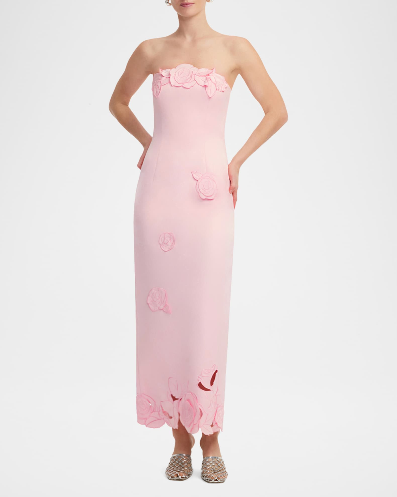 Rayna Strapless Floral Applique Column Gown | Neiman Marcus