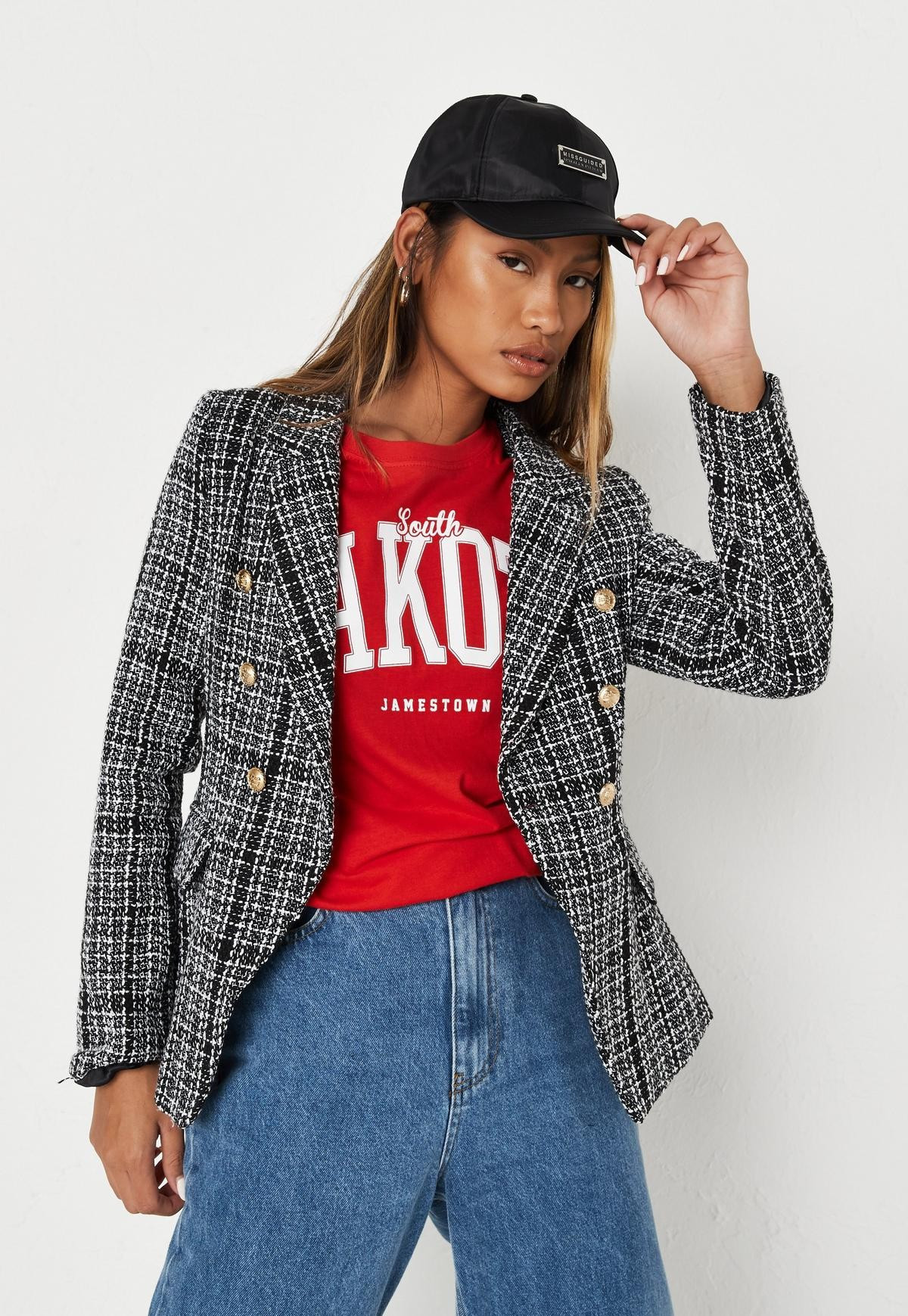 Missguided - Black Boucle Gold Look Buttons Jacket | Missguided (US & CA)