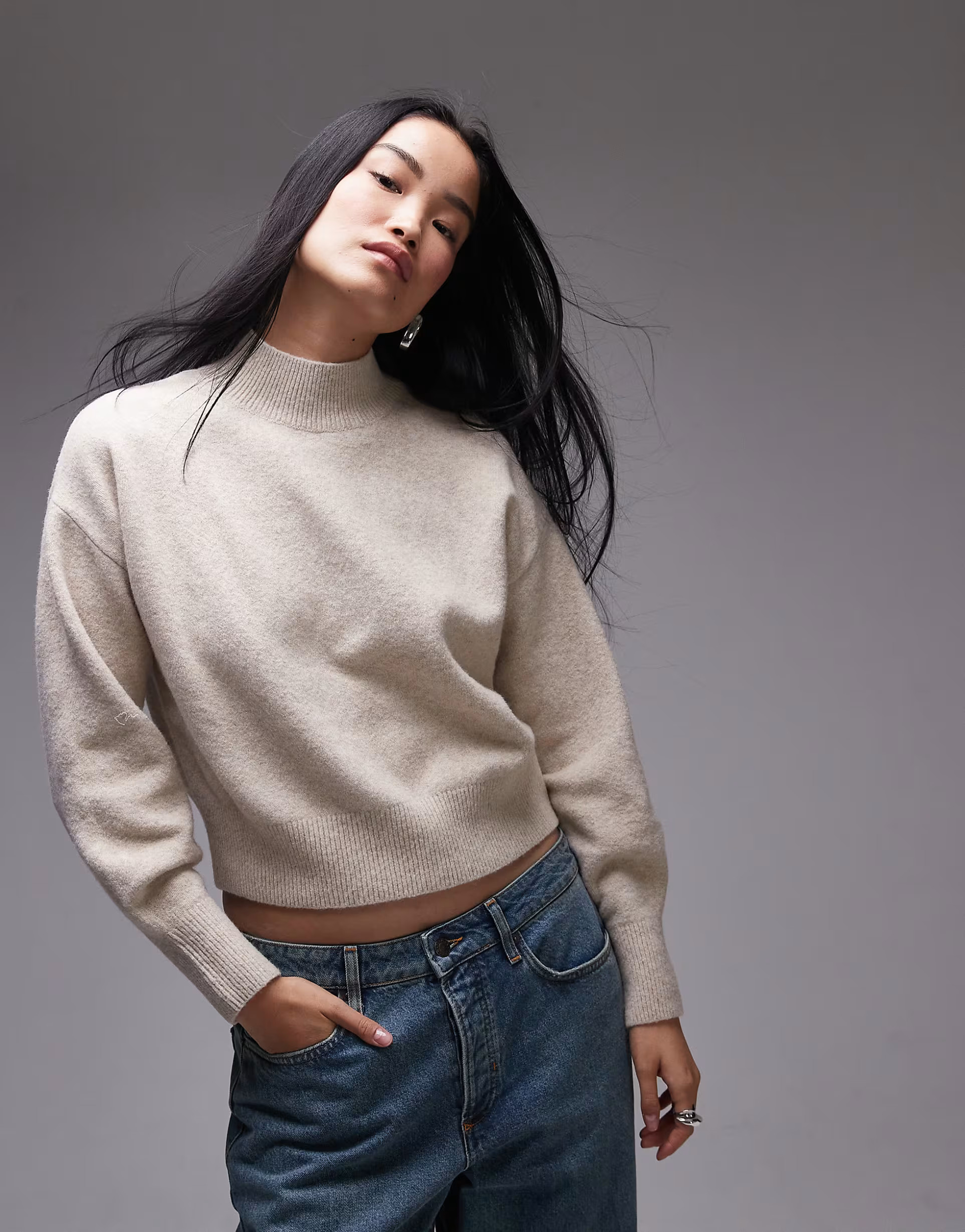 & Other Stories mock neck sweater in beige melange | ASOS (Global)