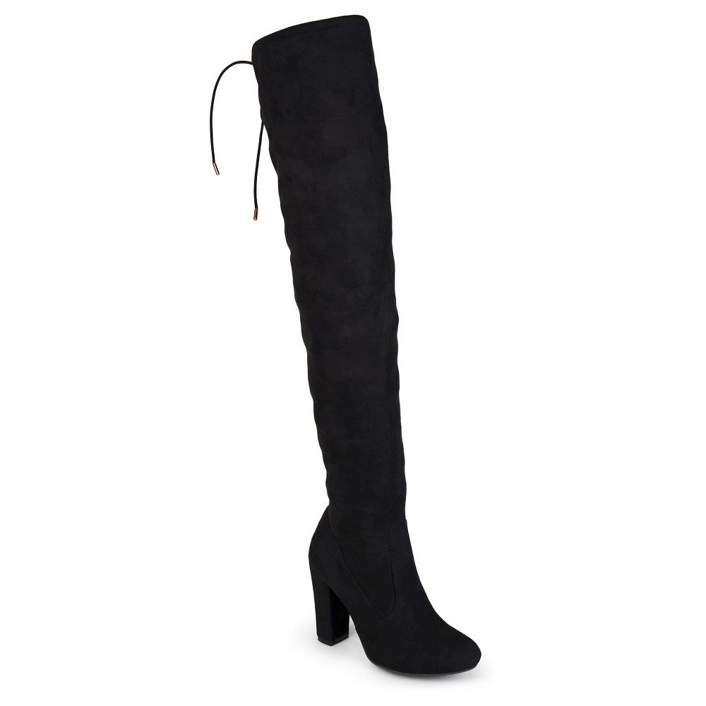 Women's Journee Collection Maya Faux Suede Over the Knee Boots - Black 9 | Target