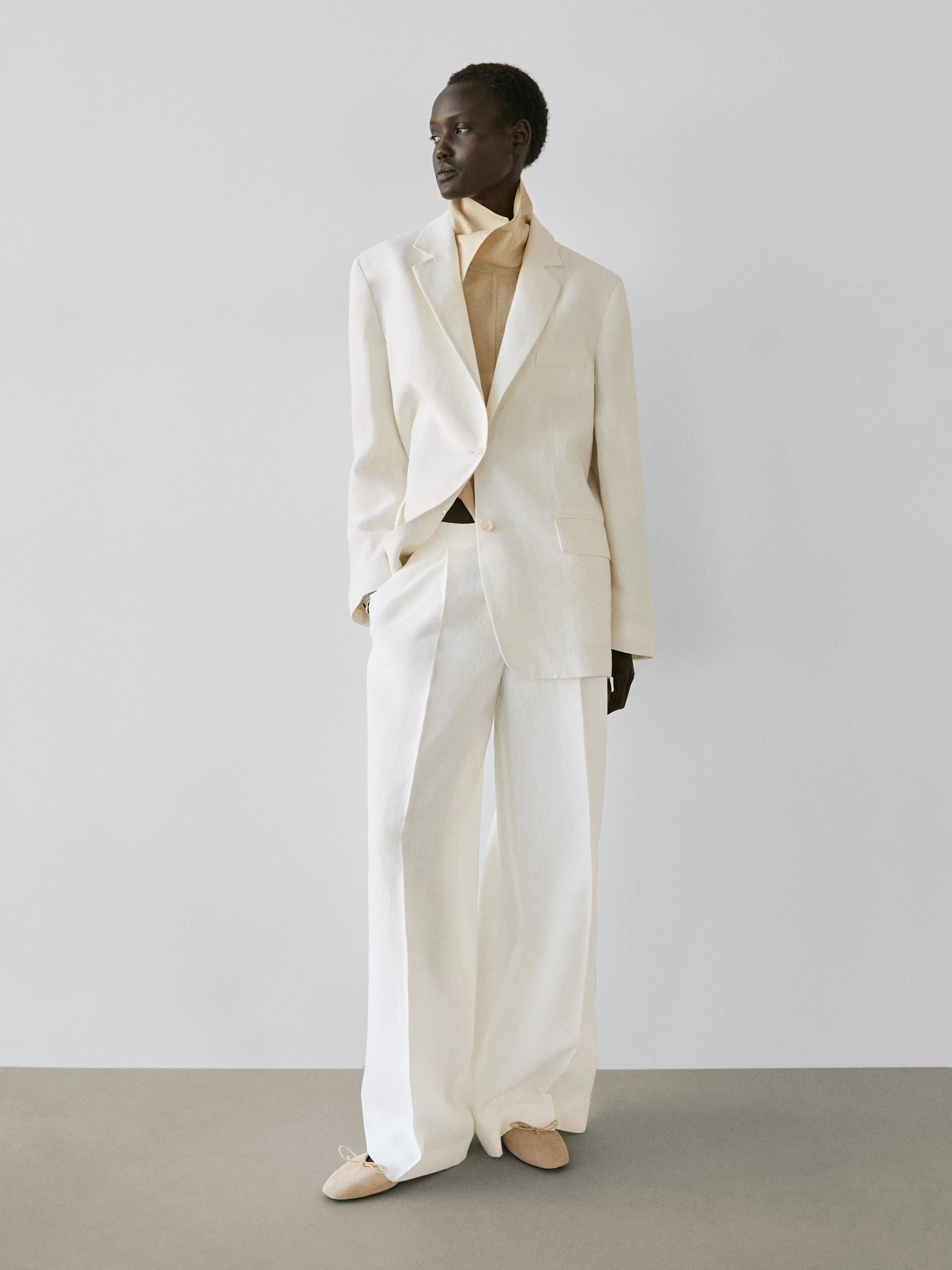 Flowing linen suit trousers | Massimo Dutti UK