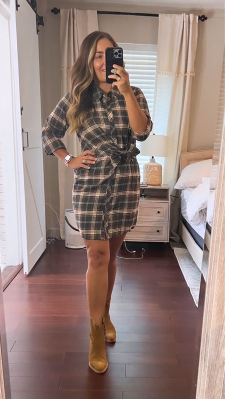 Flannel dress - size medium
Free People booties tts

Fall dresses, pumpkin patch outfits, fall family photo outfit for mom, autumn dresses, church dress, casual dresses, revolve finds, western booties, brown booties, camel booties 

#LTKshoecrush #LTKstyletip