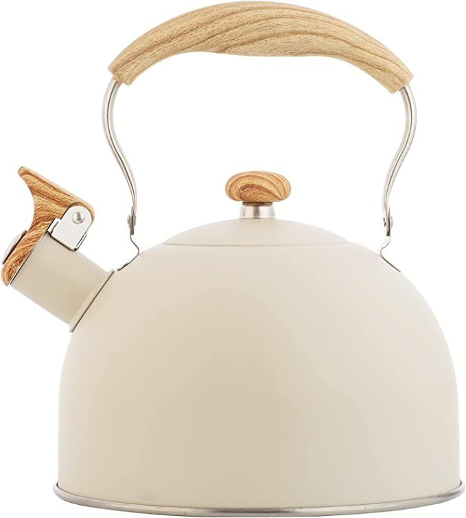 2.6 Quart/2.5 L Whistling Tea Kettles with Wood Grain adjustment Nylon Handle, Capsule Base Tea K... | Amazon (US)