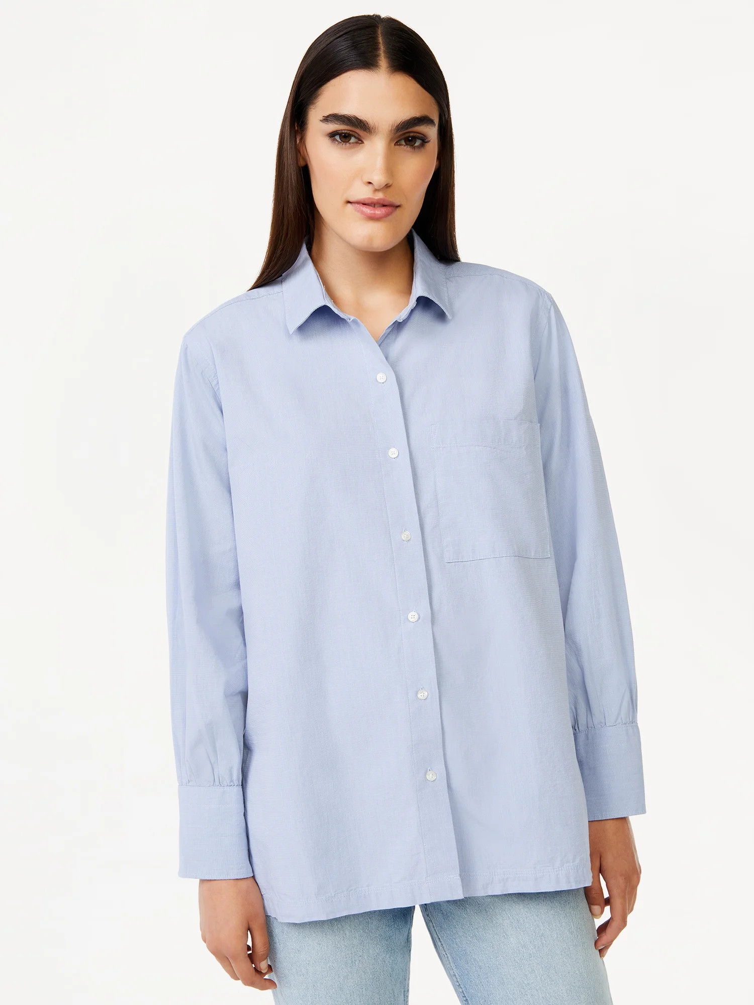 Free Assembly Women’s Button-Down Boxy Tunic Top | Walmart (US)