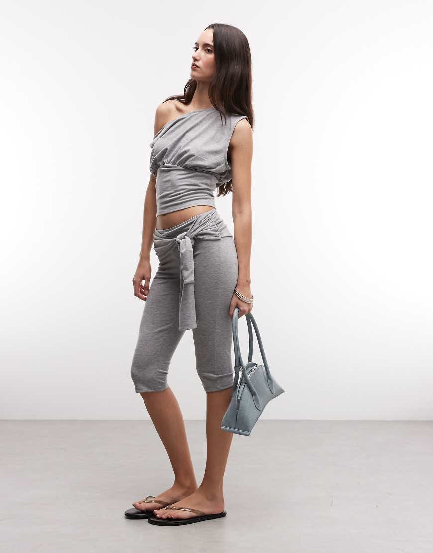 COLLUSION - Corsaire d'ensemble à taille basse nouée - Gris chiné | ASOS (Global)