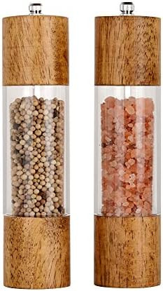XQXQ Premium Acrylic Salt and Pepper Grinder Set, Manual Salt and Pepper Mills- Wooden Shakers wi... | Amazon (US)
