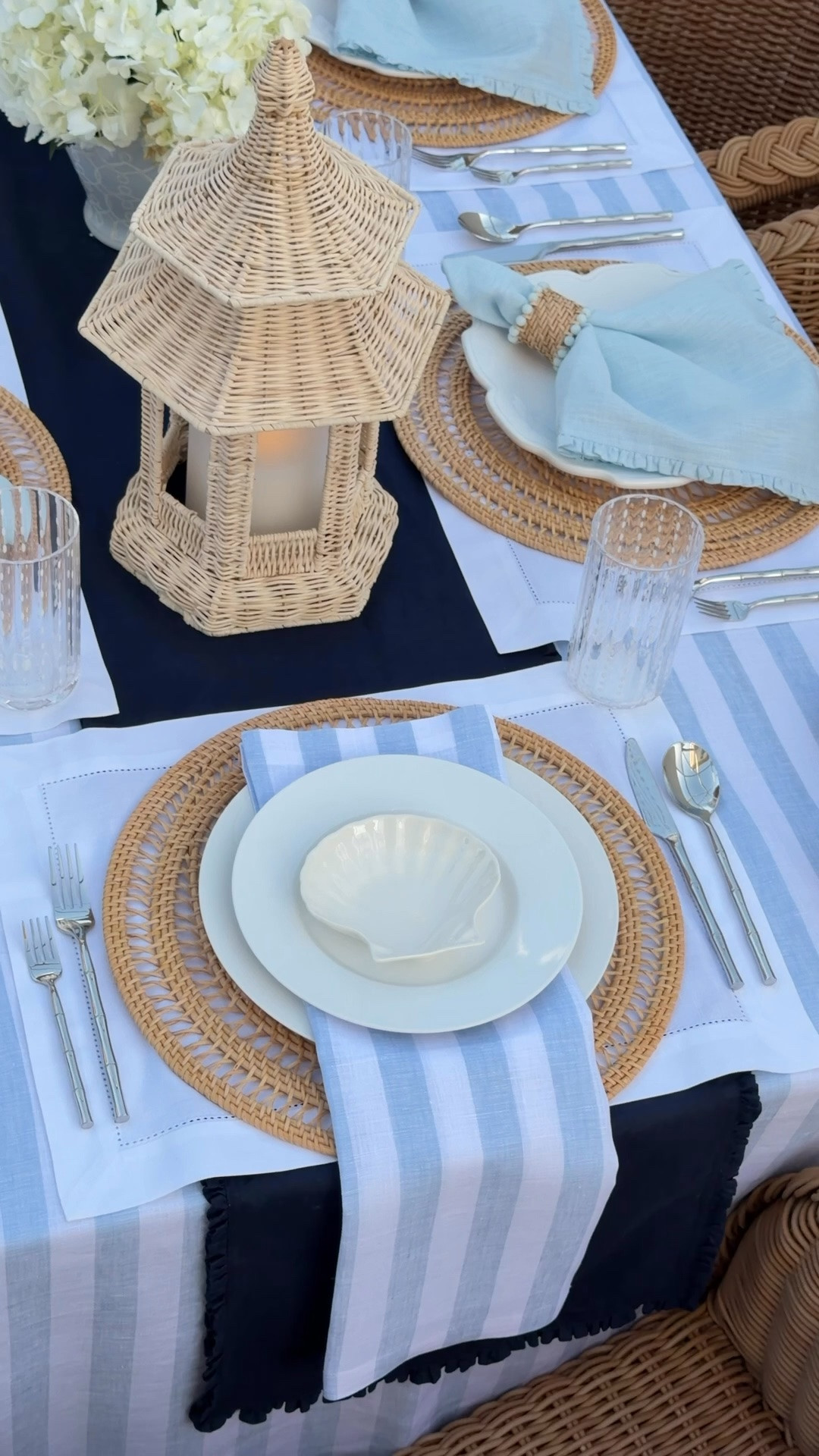 Coastal Chinoiserie inspired tablescape featuring timeless luxury linens from Solino Home 
#solinohome #ad @Solino Home

Linking my favorite light blue striped, navy and white pieces; combining collections to create a layered coastal chic dining ensemble 

Hosting • Dinner Party • Entertaining • Table Decor • Coastal Chic

#LTKHome #LTKSeasonal