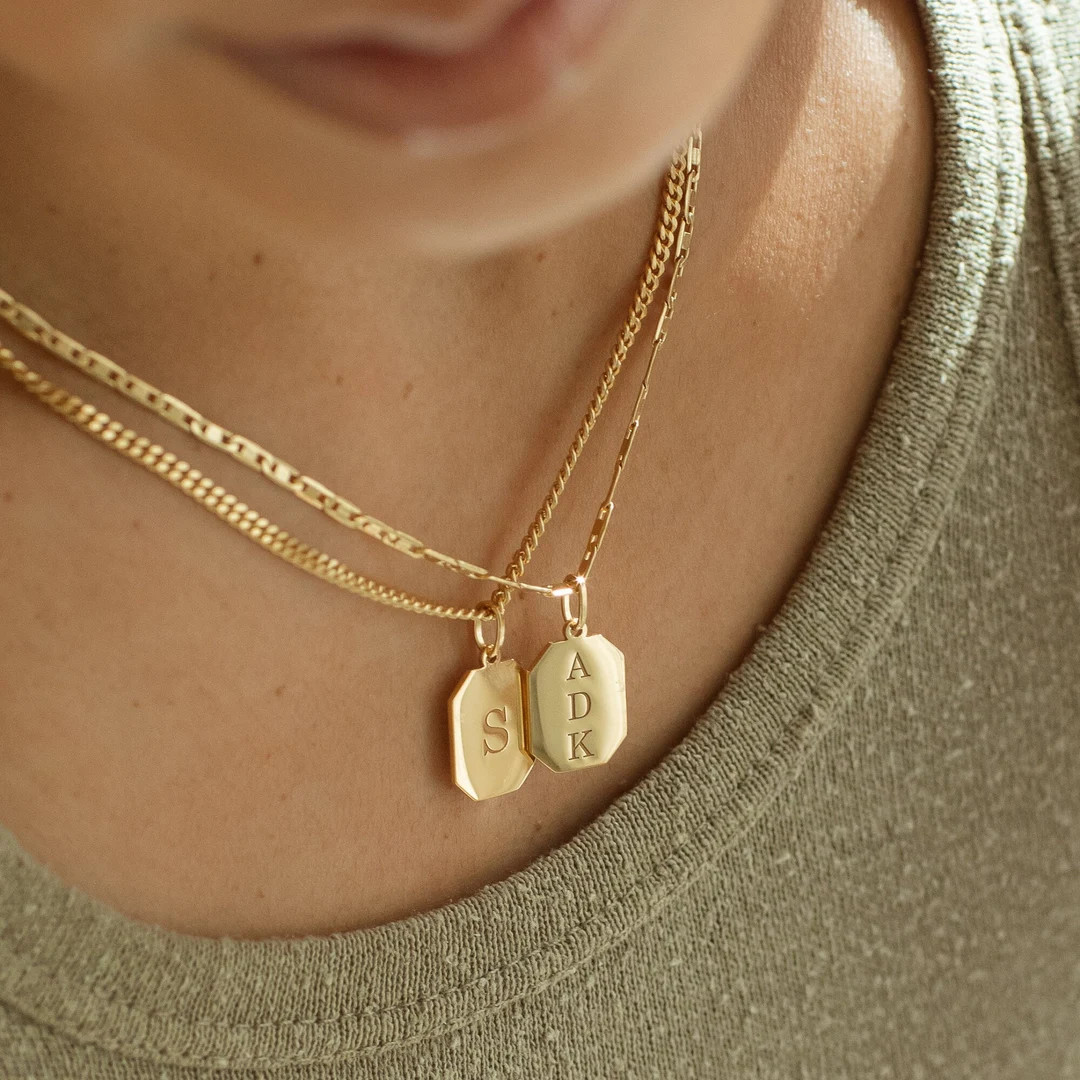 Custom Engraved Initial Tag Necklace by Gracepersonalized Personalized Dog Tag Pendant Necklace M... | Etsy (US)