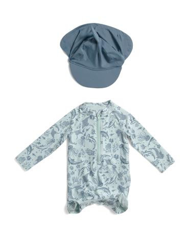 Infant Boys Paddle Suit With Swim Hat | TJ Maxx
