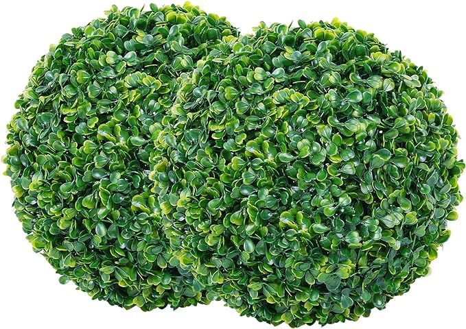 AILANDA Artificial Plant Topiary Ball, 2 PCS 11 inch 8 Layers Leaves Faux Boxwood Balls for Outdo... | Amazon (US)