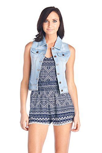 BLUE AGE Womens Stretch Denim Sleeveless Jean Jacket Vest, V6003 , Small | Amazon (US)