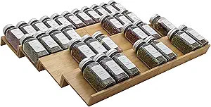 Angimio Bamboo Spice Rack Drawer Organizer - 8 Pieces Set- 10" Wide Per Piece - Combine Pieces In... | Amazon (US)