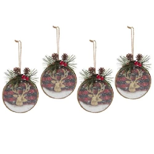 Red and Black Buffalo Check Deer Head Ornaments Christmas Tree Decoration 4 Count | Walmart (US)