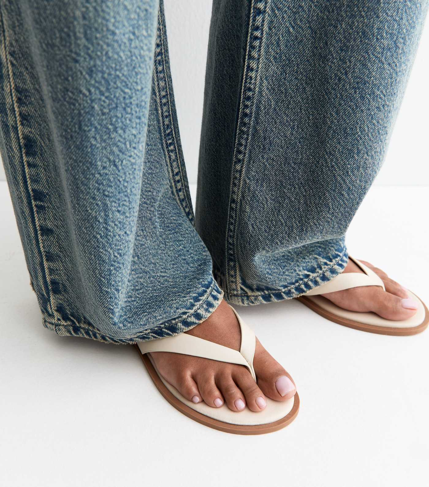 Off White Faux Leather Toe Post Sandals | New Look | New Look (UK)