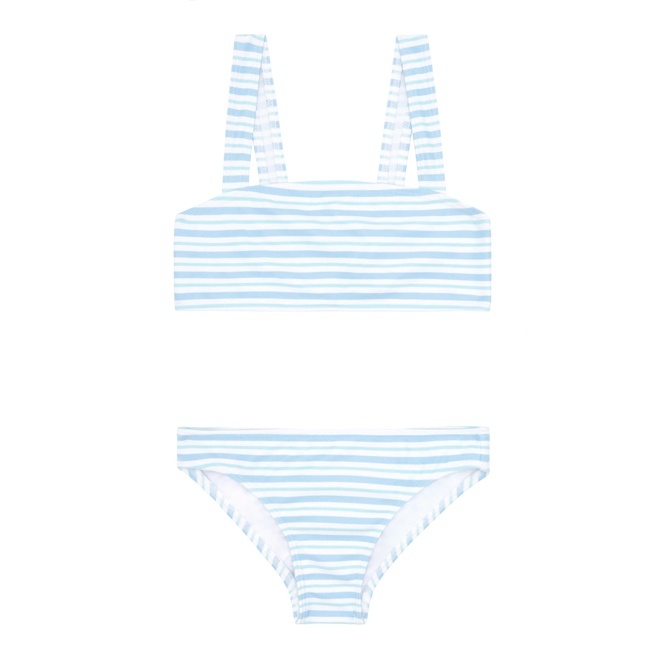 minnow x j.crew girls peri blue stripe bandeau bikini | minnow