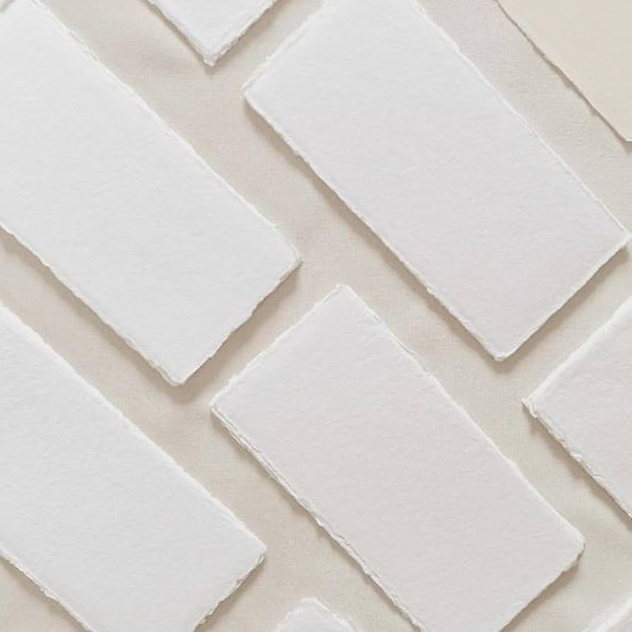 E-Tailor Pack of 50 Handmade Cotton Paper Deckle Edge Loose Leaf Sheets (150gsm) Ivory White (4x9... | Amazon (US)
