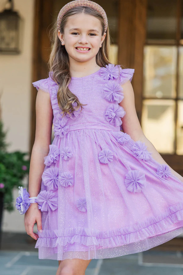 Girls: Always Going To Shine Lavender Flower Dress | The Mint Julep Boutique