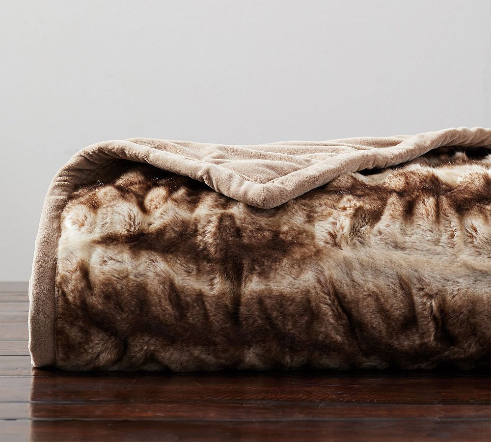 Faux Fur Ruched Throw | Pottery Barn (US)