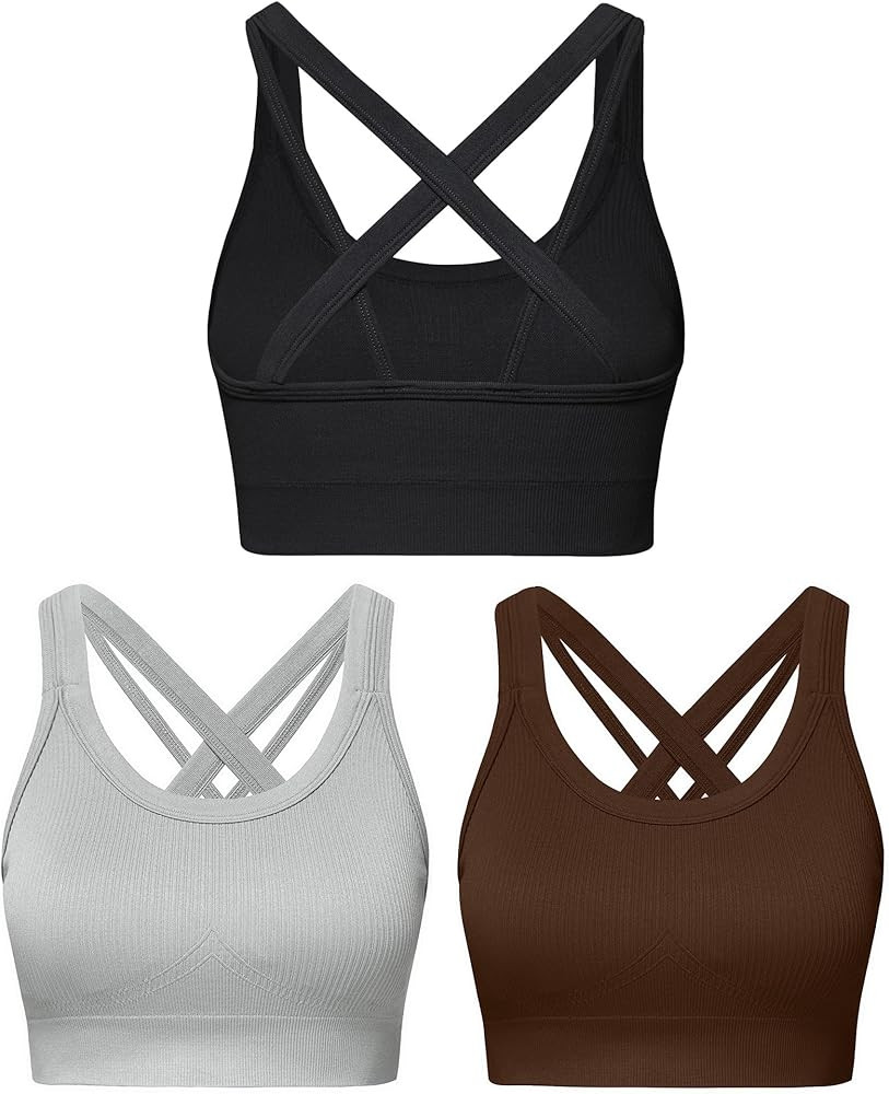 Sports Bras for Women HIigh Support, Criss-Cross Back Padded Strappy High Impact Sports Bras for ... | Amazon (US)