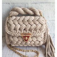 Bag/Handmade Bag/Hand Woven Bag/Crochet Bag/Knitted Bag/Beige Bag/Dark Beige Bag/Designer Bag/Luxury Bag/Shoulder Bag/Women's Bag | Etsy (US)