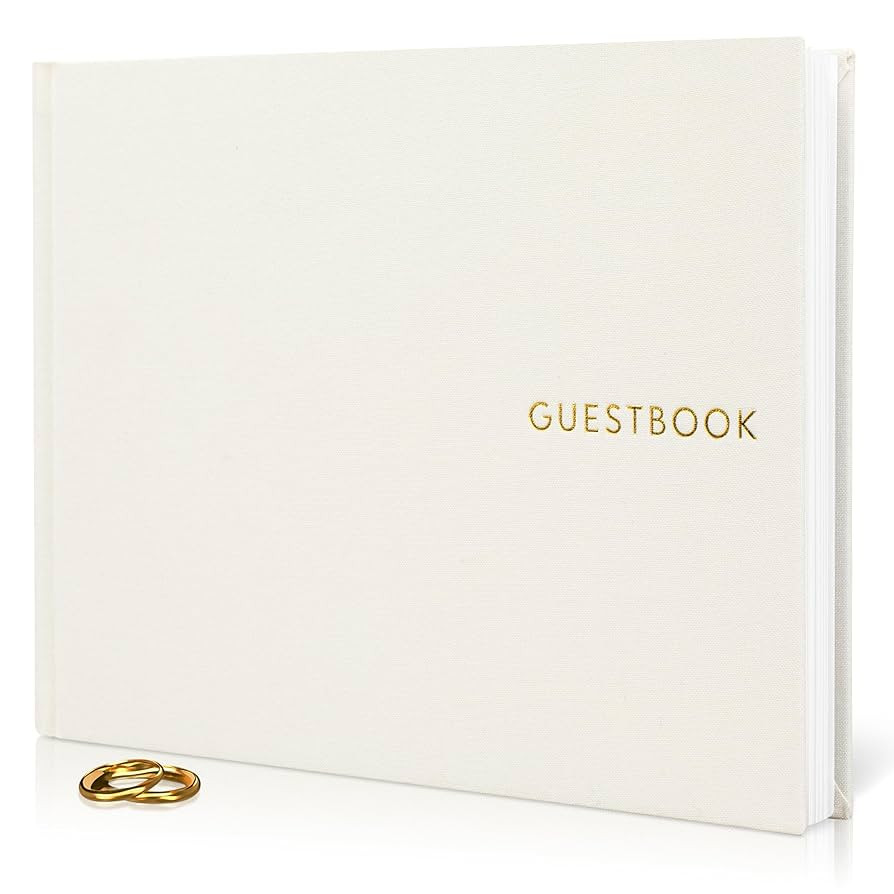 ZICOTO Beautiful Linen Wedding Guest Book for Your Wedding Reception - Simply Elegant Guestbook t... | Amazon (US)