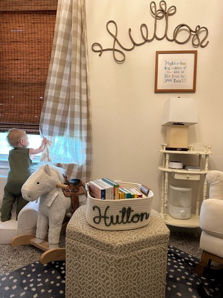 Cutest basket with Hutton's name! Would make a great baby shower gift! Linking what I can from his nursery too! 

#LTKHome #LTKBaby