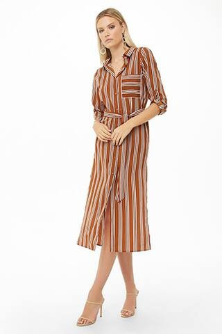 Striped Belted Shirt Dress | Forever 21 (US)