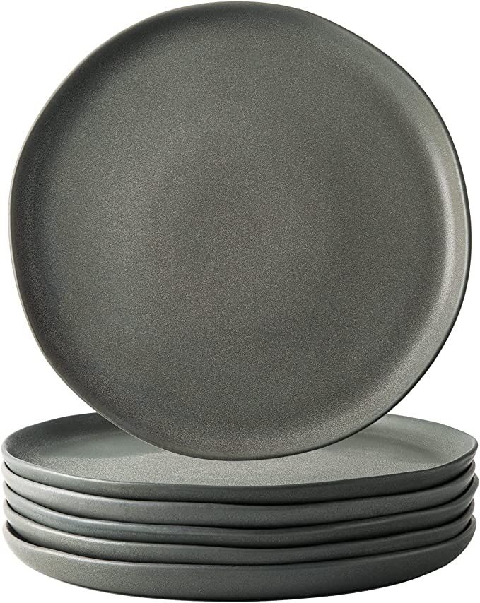 AmorArc Ceramic Dinner Plates Set of 6, Wavy Rim 10.5 Inch Stoneware Dish Set, Large Dinnerware P... | Amazon (US)