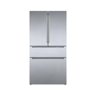 Bosch 800 Series 36 in. 21 cu. ft. French 4 Door Refrigerator in Stainless Steel with Dual Compre... | The Home Depot