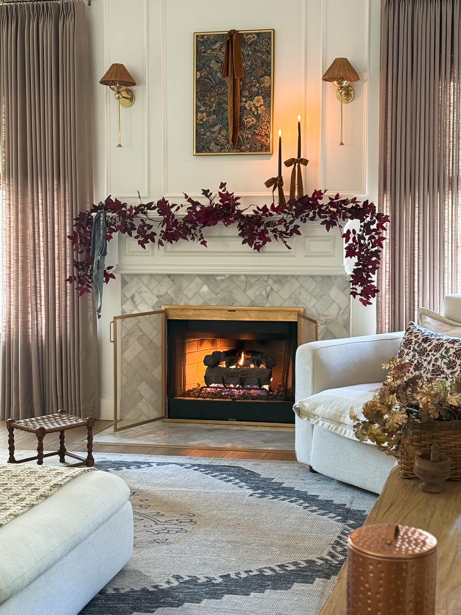 Adding simple box molding, repurposed wallpaper art and the most gorgeous sconces from Mintly Home made my mantle feel beautiful, elevated and intentional.

Mantle Decor, Wallpaper, Moody Wallpaper, Fireplace, Fireplace Screen, Candlesticks, Wall Sconces, Fall Garland, Fall Throw Pillow, Two Pages Curtains

#LTKHome #LTKFindsUnder50 #LTKHoliday