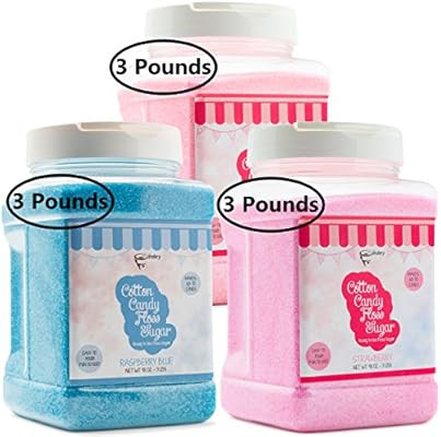 The Candery Cotton Candy Sugar FLoss 3lbs 3 Pack Premium Flavors (Strawberry,Cherry,Raspberry) | Amazon (US)