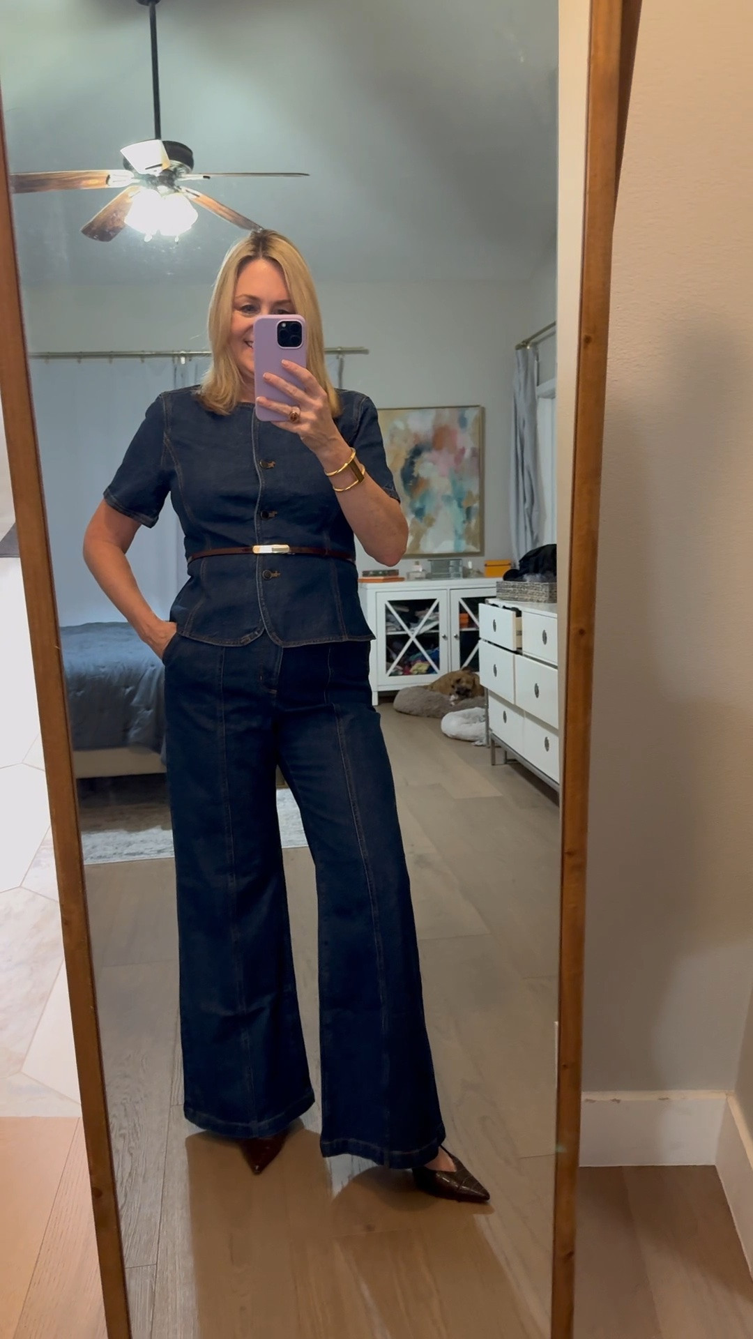 New denim fall outfit, flare jeans and top, casual outfit over 50, business casual outfit

#LTKootd #LTKdayinmylife #LTKOver40