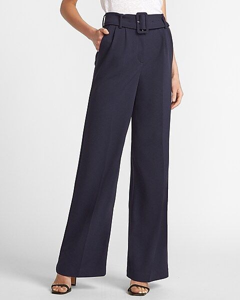 High Waisted Belted Wide Leg Pant | Express