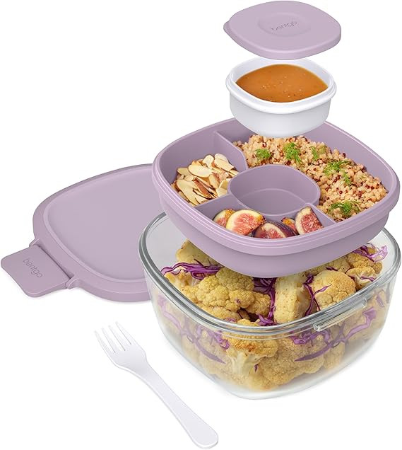 Bentgo Glass Salad Container - 7.6-Cup Salad Bowl with Airtight Lid, Leak-Proof Sauce Container, ... | Amazon (US)