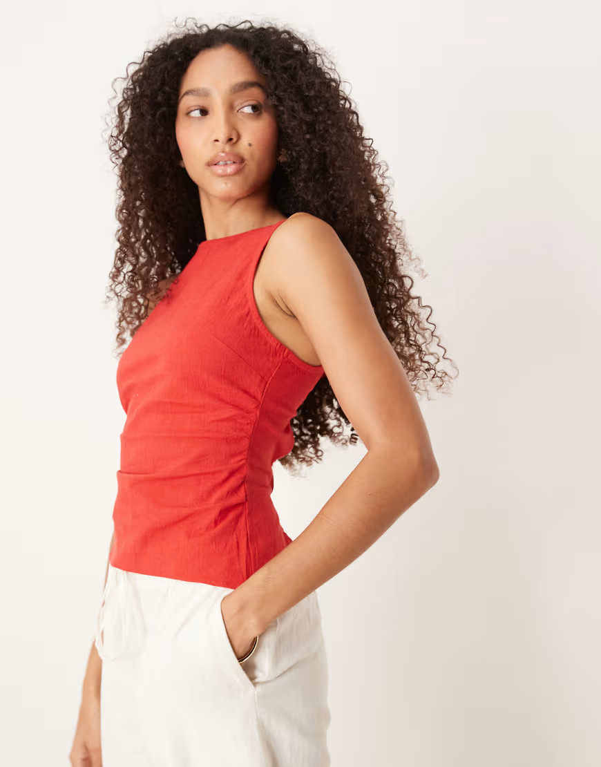 Free People kaylor backless linen top in red | ASOS (Global)