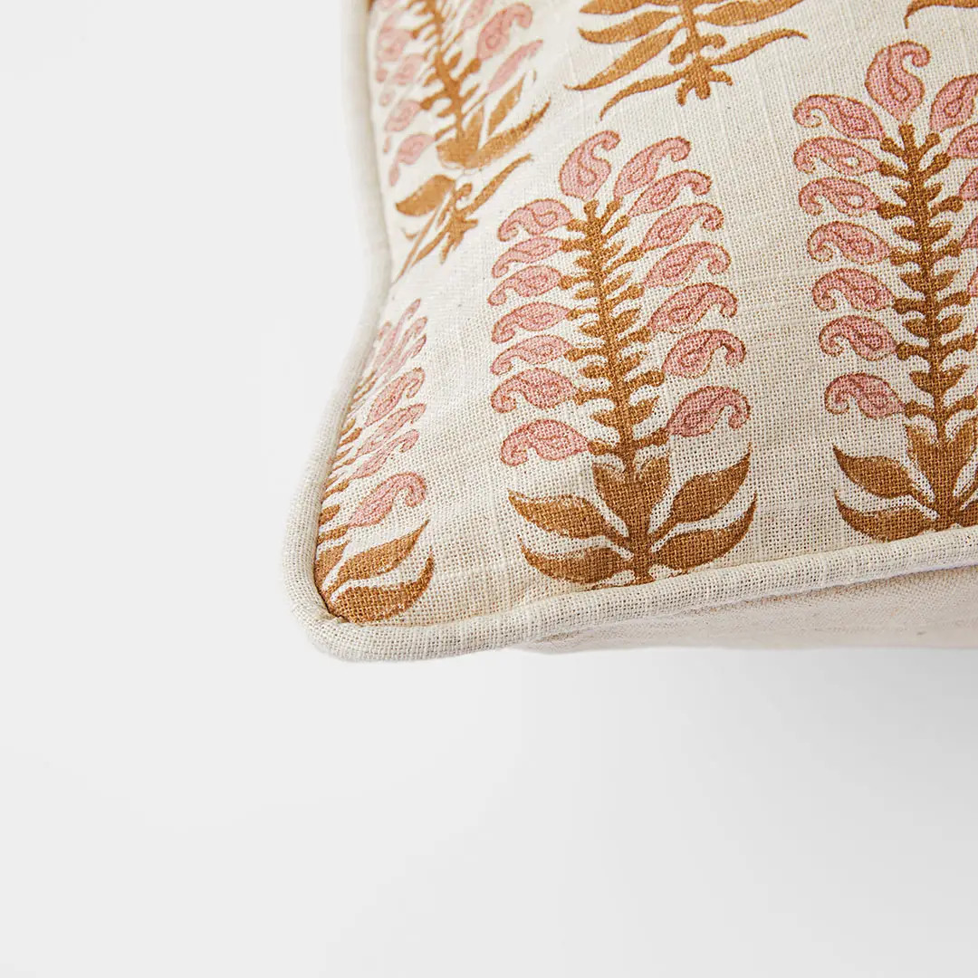 Aarvi Wood Block Cushion - Ochre | Bed Bath N' Table