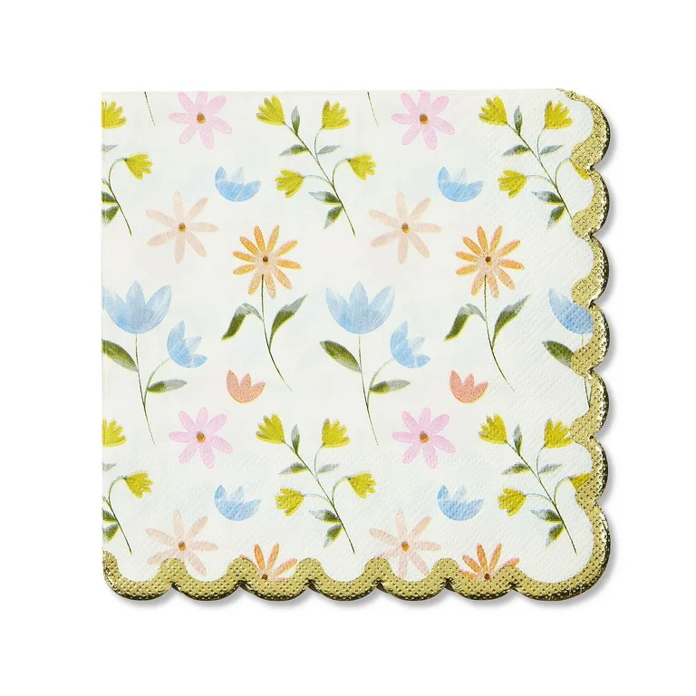 Easter Multicolor Floral Scallop Edge Disposable Paper Napkins, 6.5 in x 6.5 in, 16 Count, by Way... | Walmart (US)