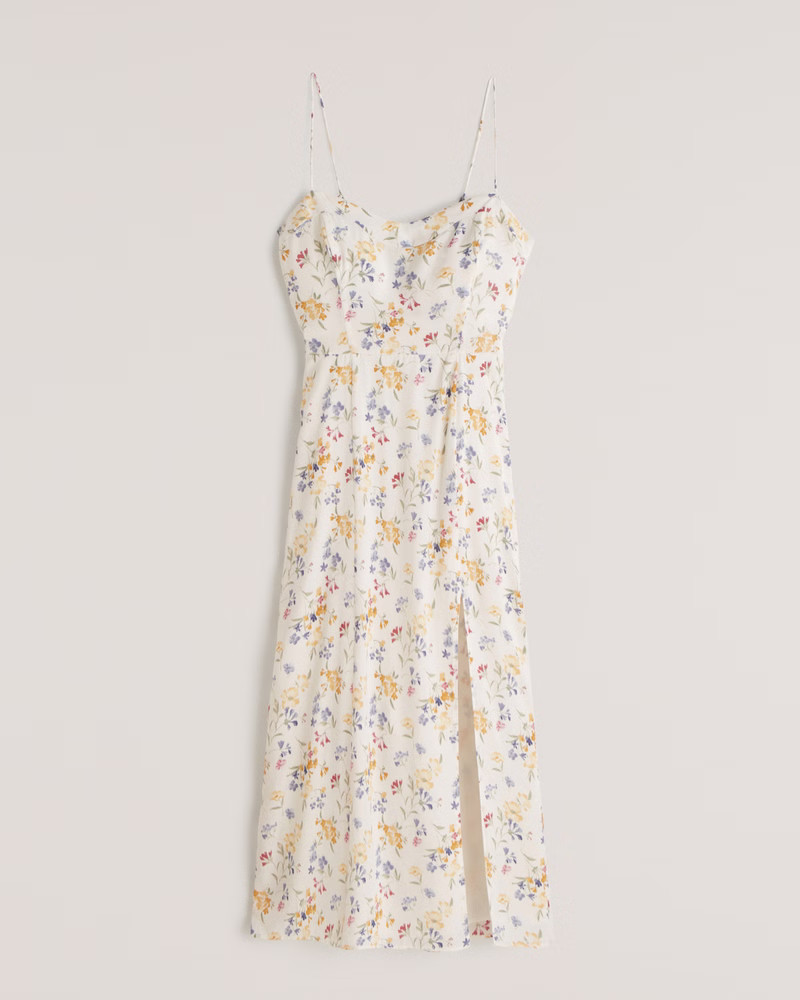 Faux Silk High-Slit Midaxi Dress | Abercrombie & Fitch (US)