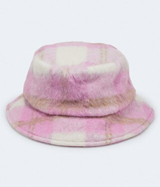 Plaid Faux Fur Bucket Hat | Aeropostale
