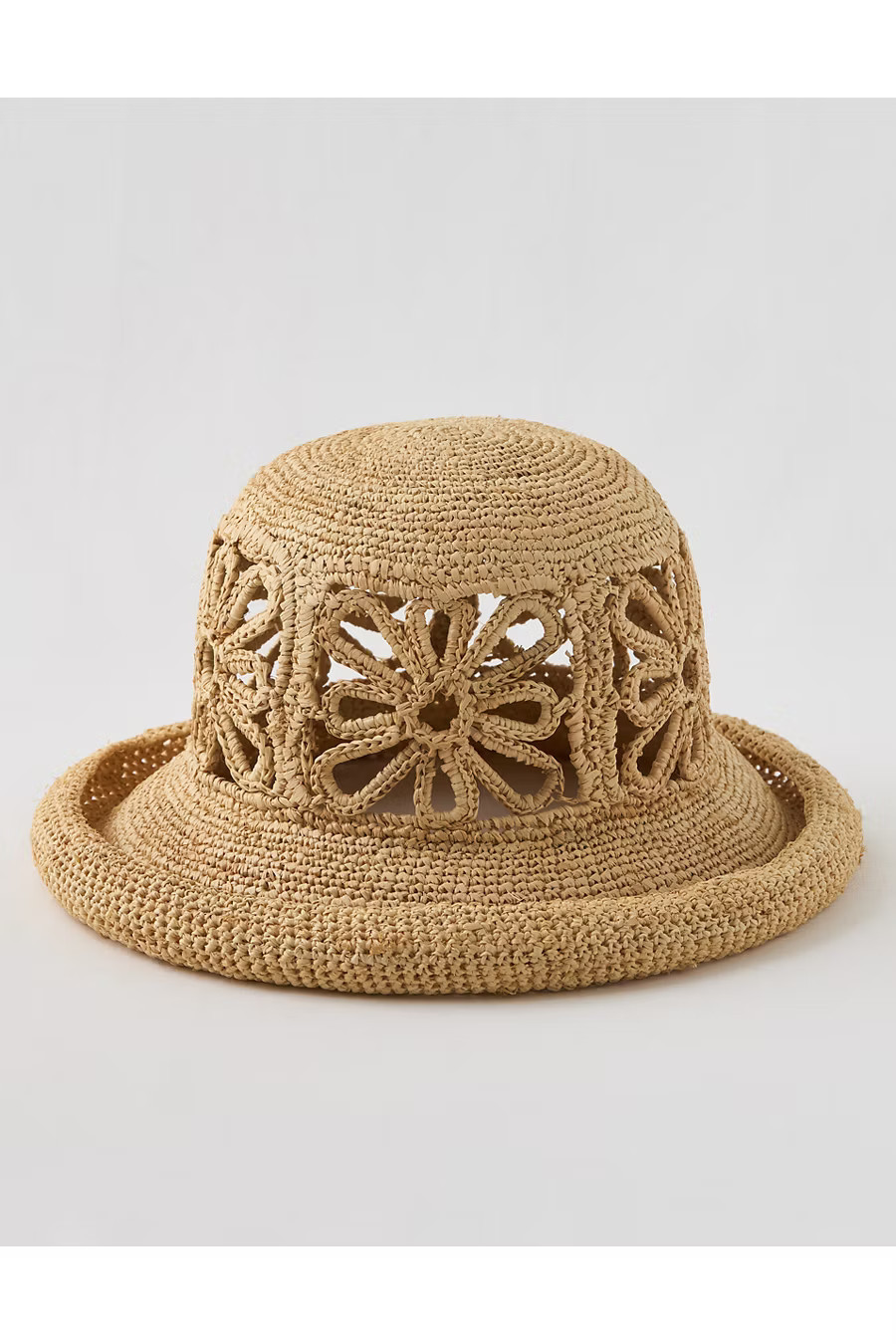 Aerie Flower Straw Hat Women's Natural One Size | American Eagle Outfitters (US & CA)