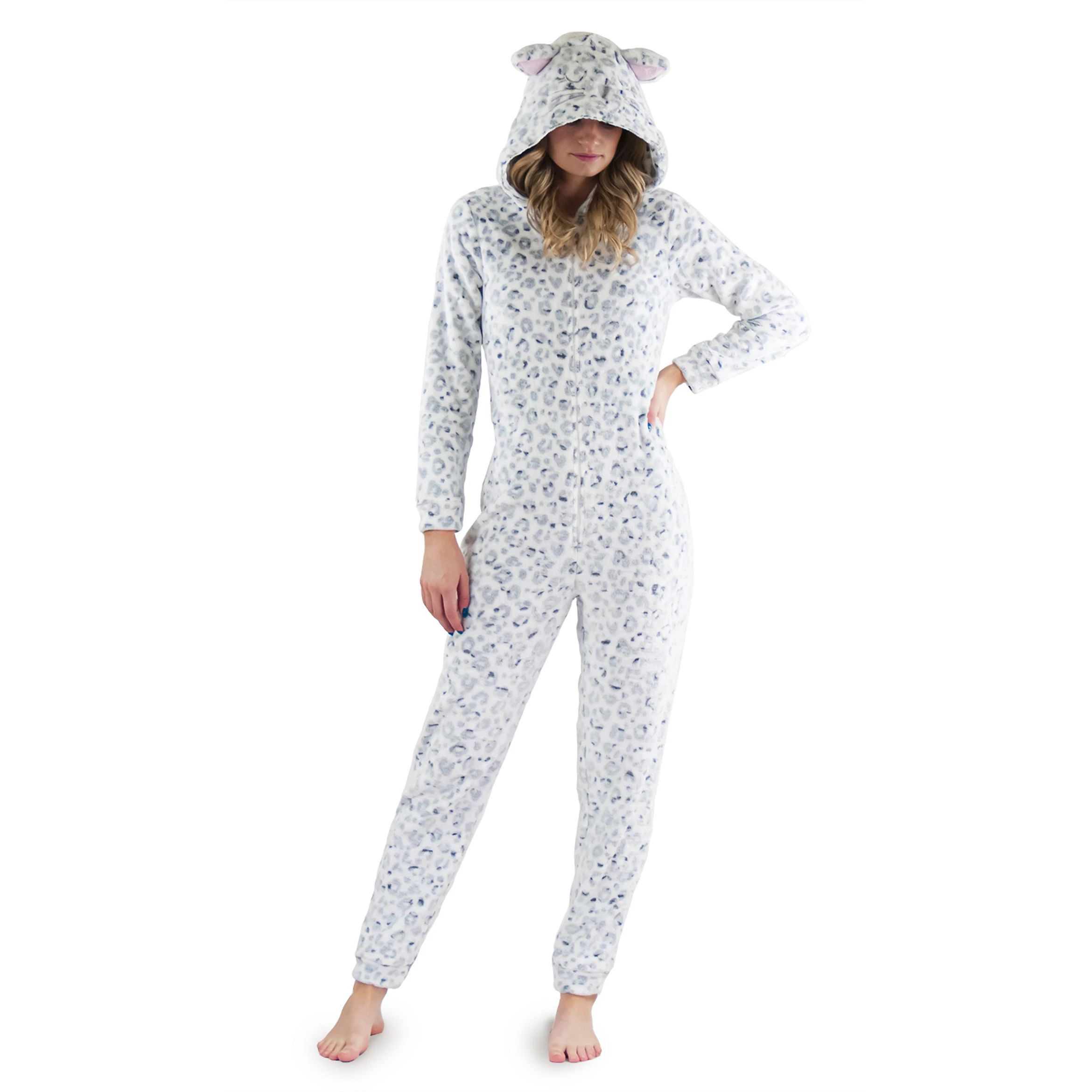 Women's Peace, Love & Dreams Snow Leopard One-Piece Pajamas | Kohl's