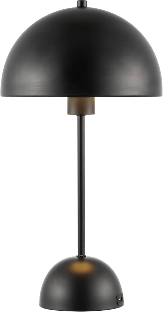 SAFAVIEH Lighting Collection Ixora Black Dome 18-inch Mushroom Table Lamp with USB Charging Port,... | Amazon (US)